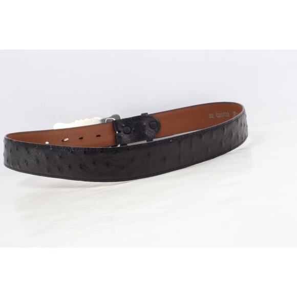 Vintage Black Leather Western Belt Ornate Silver Tone Buckle Size 32 Cowboy - Picture 10 of 16